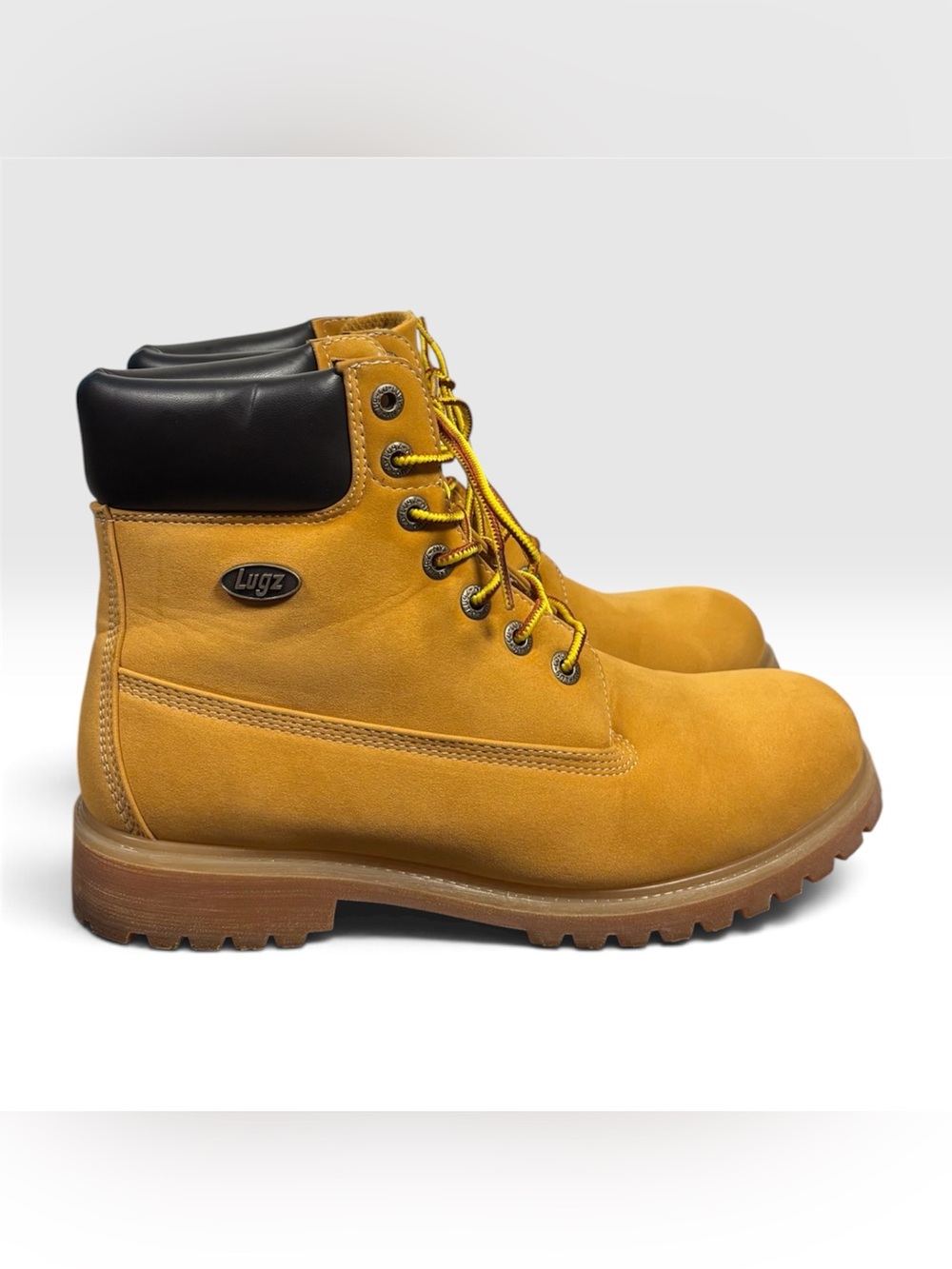 Lugz Wheat Nubuck Work Boots with Yellow Laces Urban Streetwear